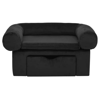 Dog Sofa with Drawer Black 75x50x38 cm Plush