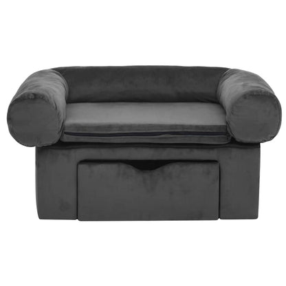 Dog Sofa with Drawer Dark Grey 75x50x38 cm Plush
