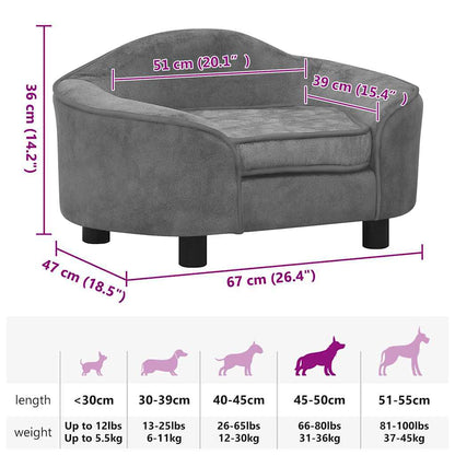 Dog Sofa Grey 67x47x36 cm Plush
