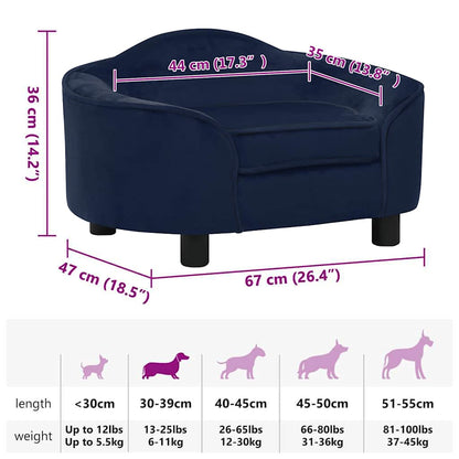 Dog Sofa Blue 67x47x36 cm Plush