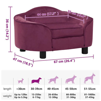 Dog Sofa Burgundy 67x47x36 cm Plush