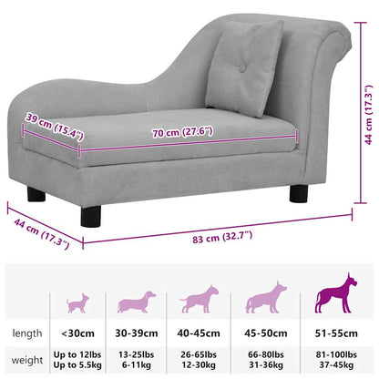 Dog Sofa with Pillow Grey 83x44x44 cm Plush