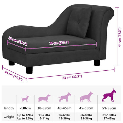 Dog Sofa with Pillow Black 83x44x44 cm Plush