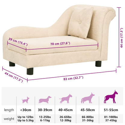 Dog Sofa with Pillow Cream 83x44x44 cm Plush