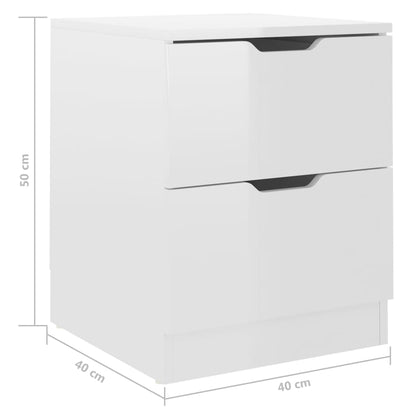 Bedside Cabinets 2 pcs High Gloss White 40x40x50 cm Engineered Wood