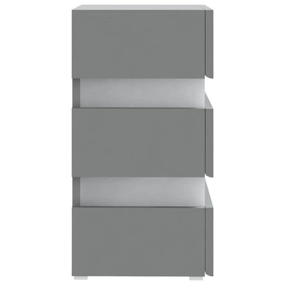 LED Bedside Cabinet Grey 45x35x67 cm Engineered Wood