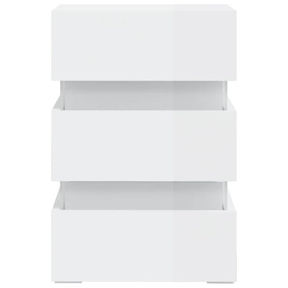 LED Bedside Cabinet High Gloss White 45x35x67 cm Engineered Wood