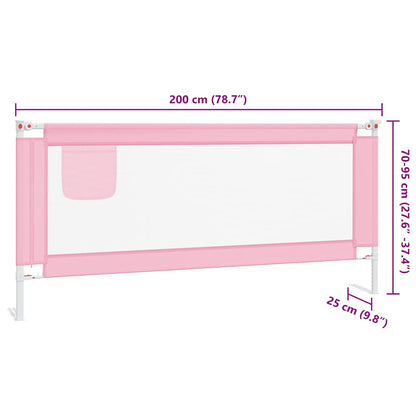 Toddler Safety Bed Rail Pink 200x25 cm Fabric