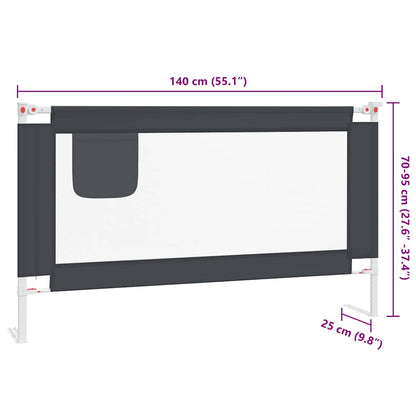 Toddler Safety Bed Rail Dark Grey 140x25 cm Fabric