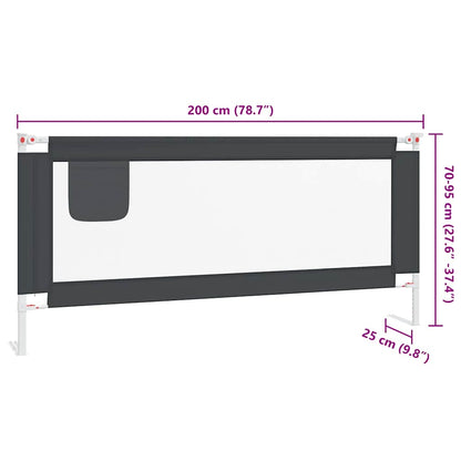 Toddler Safety Bed Rail Dark Grey 200x25 cm Fabric