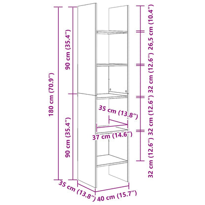 Book Cabinet White 40x35x180 cm Engineered Wood