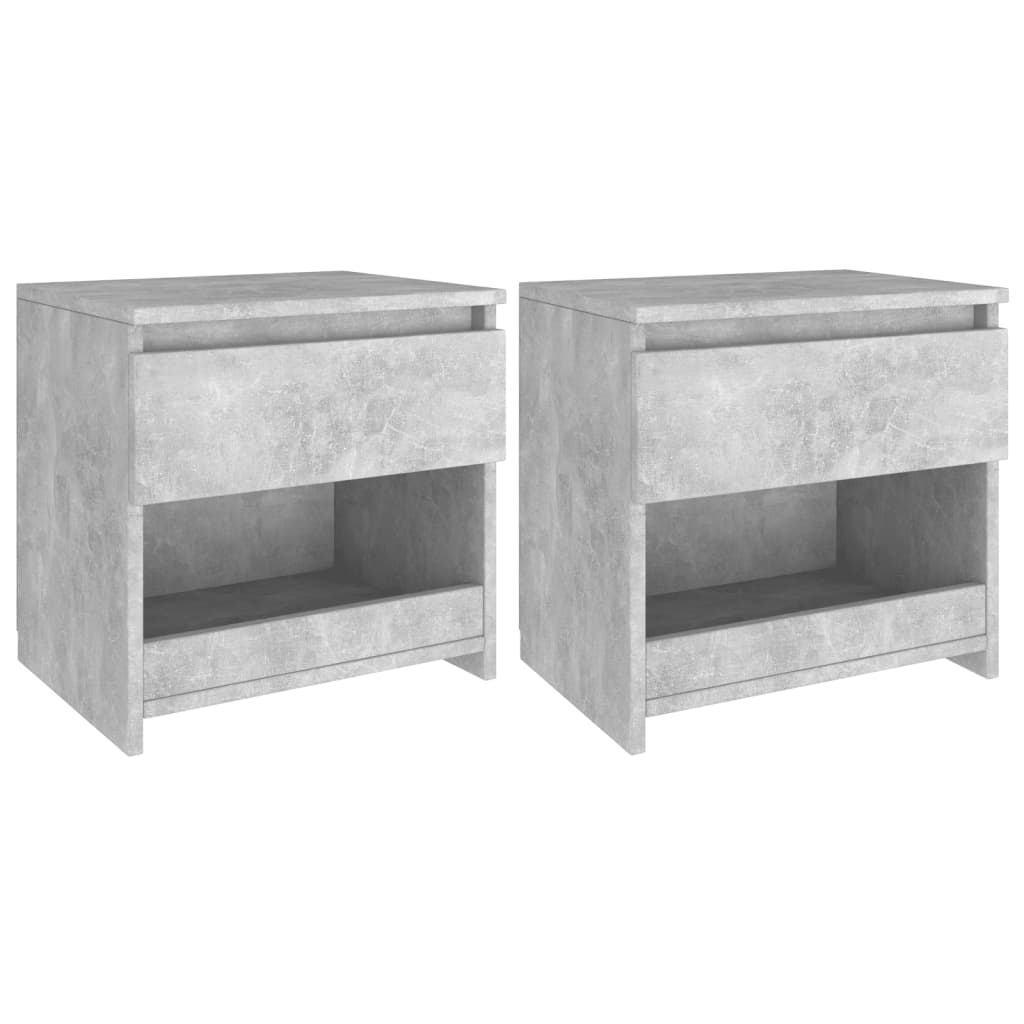 Bedside Cabinets 2 pcs Concrete Grey 40x30x39 cm Engineered Wood