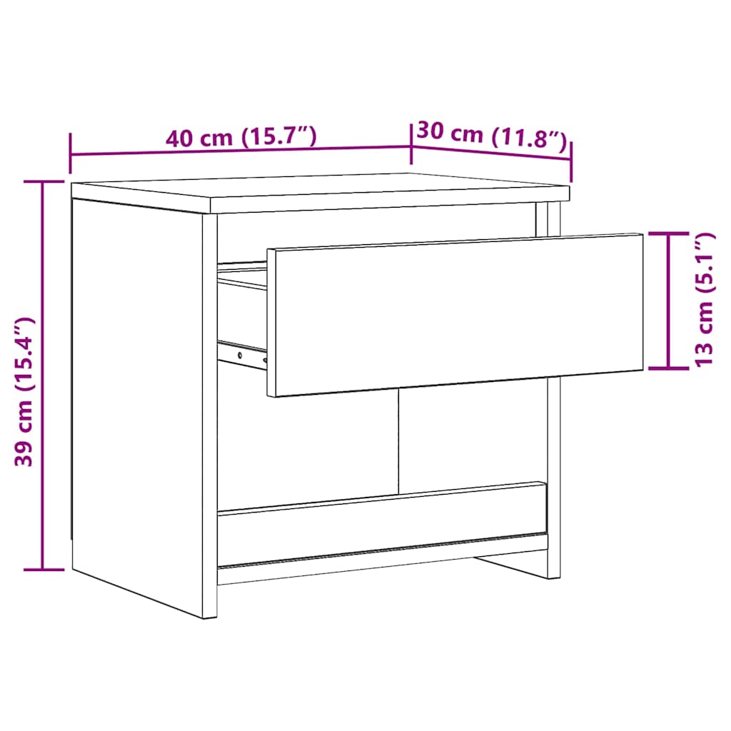 Bedside Cabinets 2 pcs Concrete Grey 40x30x39 cm Engineered Wood