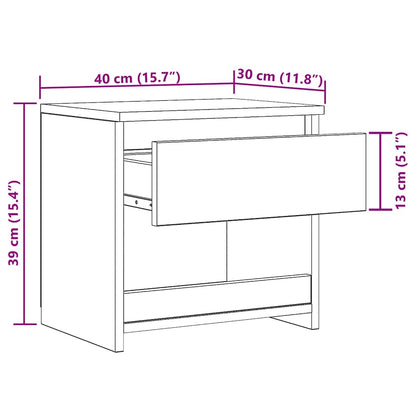 Bedside Cabinets 2 pcs Concrete Grey 40x30x39 cm Engineered Wood