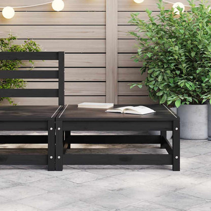 Garden Footstool 70x70x30 cm Black Solid Wood Pine