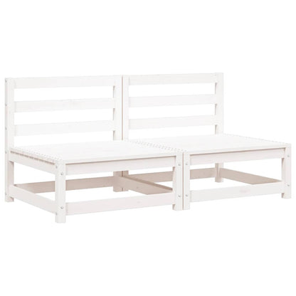 Garden Middle Sofas 2 pcs White Solid Wood Pine