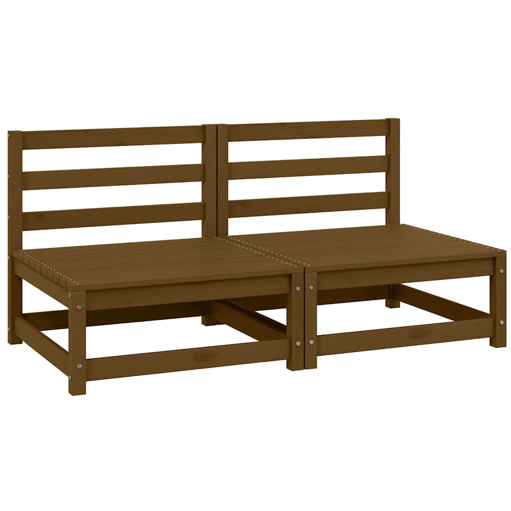Garden Middle Sofas 2 pcs Honey Brown Solid Wood Pine