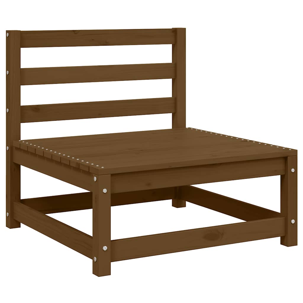 Garden Middle Sofas 2 pcs Honey Brown Solid Wood Pine