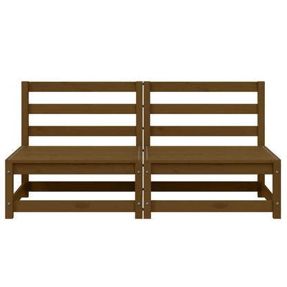 Garden Middle Sofas 2 pcs Honey Brown Solid Wood Pine