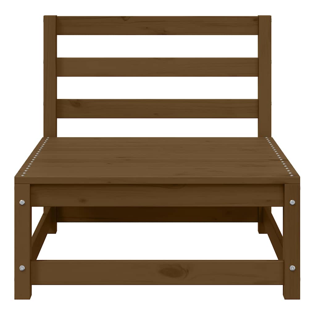 Garden Middle Sofas 2 pcs Honey Brown Solid Wood Pine