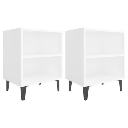 Bed Cabinets with Metal Legs 2 pcs White 40x30x50 cm