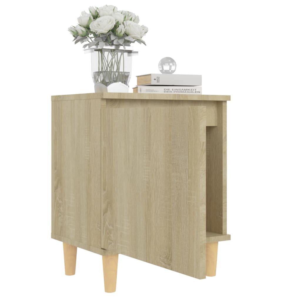 Bed Cabinet with Solid Wood Legs Sonoma Oak 40x30x50 cm