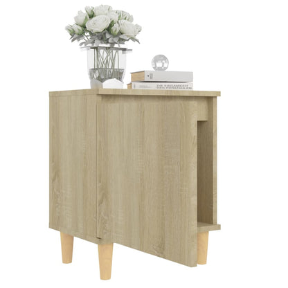Bed Cabinet with Solid Wood Legs Sonoma Oak 40x30x50 cm