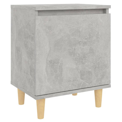 Bed Cabinet with Solid Wood Legs Concrete Grey 40x30x50 cm