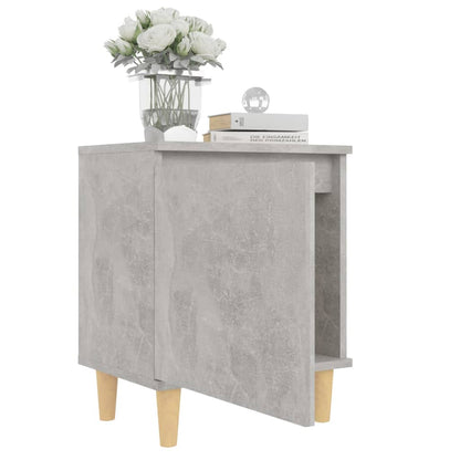 Bed Cabinet with Solid Wood Legs Concrete Grey 40x30x50 cm