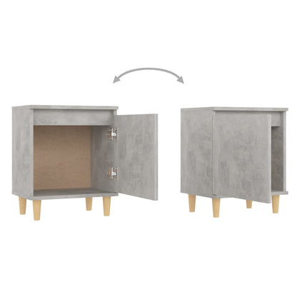 Bed Cabinet with Solid Wood Legs Concrete Grey 40x30x50 cm