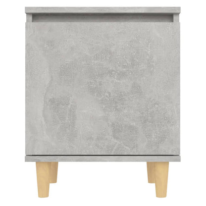 Bed Cabinet with Solid Wood Legs Concrete Grey 40x30x50 cm