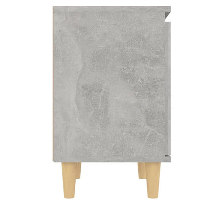Bed Cabinet with Solid Wood Legs Concrete Grey 40x30x50 cm
