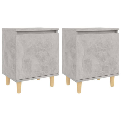 Bed Cabinets with Solid Wood Legs 2pcs Concrete Grey 40x30x50cm