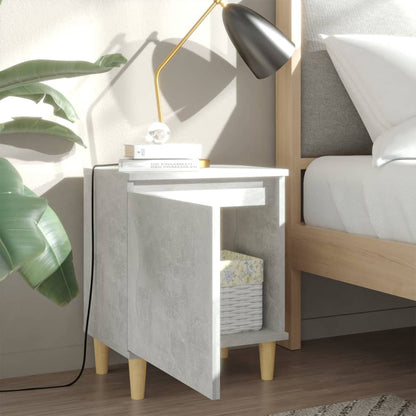 Bed Cabinets with Solid Wood Legs 2pcs Concrete Grey 40x30x50cm