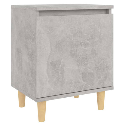 Bed Cabinets with Solid Wood Legs 2pcs Concrete Grey 40x30x50cm