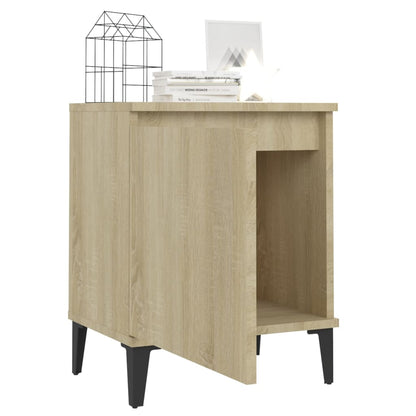 Bed Cabinets with Metal Legs Sonoma Oak 40x30x50 cm
