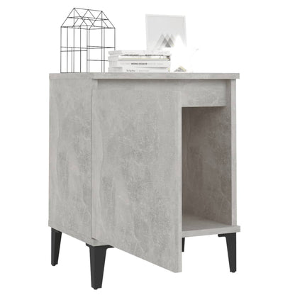 Bed Cabinet with Metal Legs Concrete Grey 40x30x50 cm