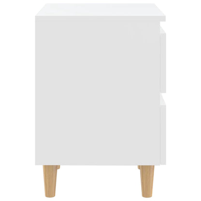 Bed Cabinet with Solid Pinewood Legs White 40x35x50 cm