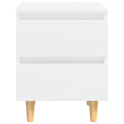 Bed Cabinets & Pinewood Legs 2 pcs High Gloss White 40x35x50cm