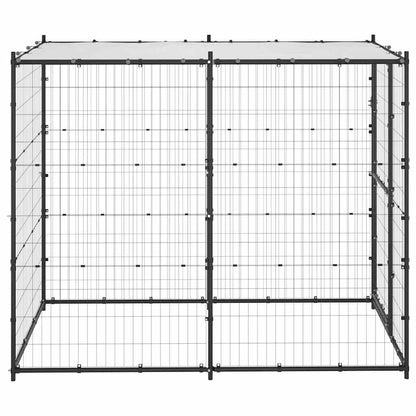 Outdoor Dog Kennel Steel with Roof 110x220x180 cm