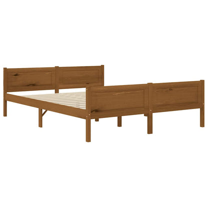 Bed Frame without Mattress Solid Pinewood Honey Brown 140x200 cm