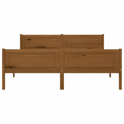 Bed Frame without Mattress Solid Pinewood Honey Brown 140x200 cm