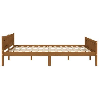 Bed Frame without Mattress Solid Pinewood Honey Brown 140x200 cm