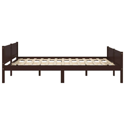 Bed Frame without Mattress Solid Pinewood Dark Brown 120x200 cm