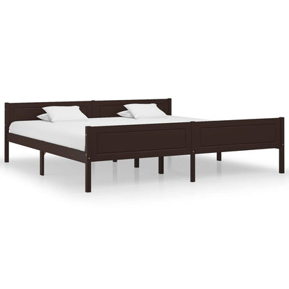 Bed Frame without Mattress Solid Pinewood Dark Brown 200x200 cm