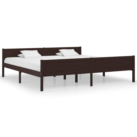 Bed Frame without Mattress Solid Pinewood Dark Brown 200x200 cm