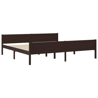 Bed Frame without Mattress Solid Pinewood Dark Brown 200x200 cm
