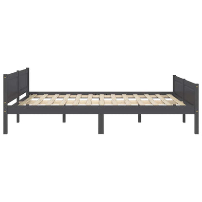 Bed Frame without Mattress Solid Pinewood Grey 140x200 cm