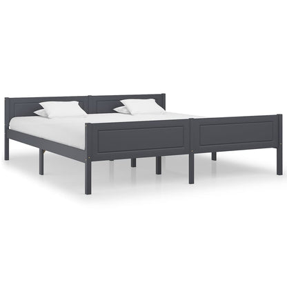 Bed Frame without Mattress Solid Pinewood Grey 180x200 cm Super King