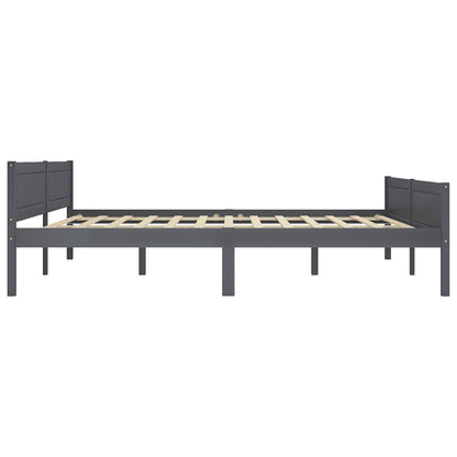 Bed Frame without Mattress Solid Pinewood Grey 180x200 cm Super King